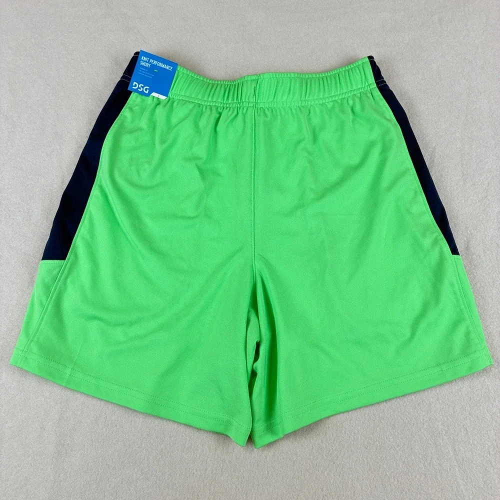 DSG Boys Knit Performance Shorts L 14-16 Green Navy Blue Athletic Sporty Gym NWT